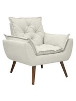 Poltrona Opala Decorativa Conforto Tecido Boucle Pé Trapézio Off White