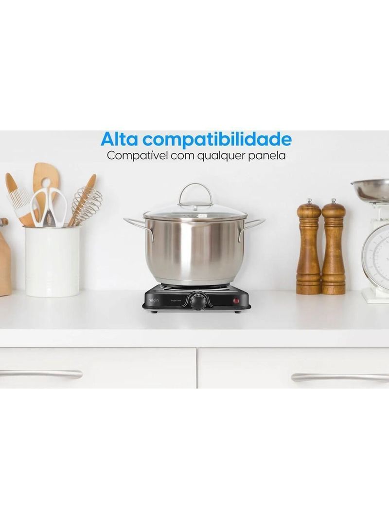 Fogão Elétrico De Mesa 1 Prato 1000W FG01 Single Cook Preto Elgin 110V
