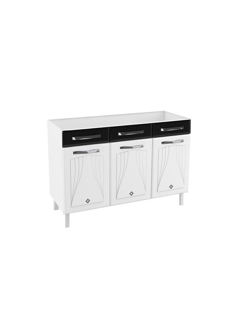 Balcão De Cozinha Aço Triplo Telasul Star New Preto P/ Pia