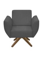 Poltrona Jolly Decorativa Com Base Madeira Em Tecido Boucle Chumbo