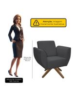 Poltrona Jolly Decorativa Com Base Madeira Em Tecido Boucle Chumbo