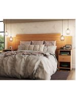 Cabeceira Extensível para Cama Solteiro, Casal e Queen com Mesa de Cabeceira Maceió Carvalho