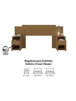 Cabeceira Extensível para Cama Solteiro, Casal e Queen com Mesa de Cabeceira Maceió Carvalho