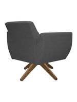 Poltrona Jolly Decorativa Com Base Madeira Em Tecido Boucle Chumbo