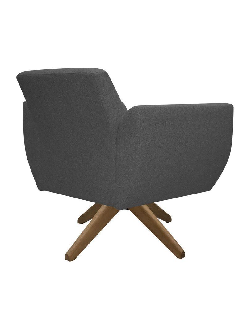 Poltrona Jolly Decorativa Com Base Madeira Em Tecido Boucle Chumbo