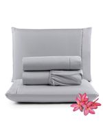Jogo Cama Lençol Unique Casal Padrão 400 Fios Ponto Palito 4 Peças - Cinza