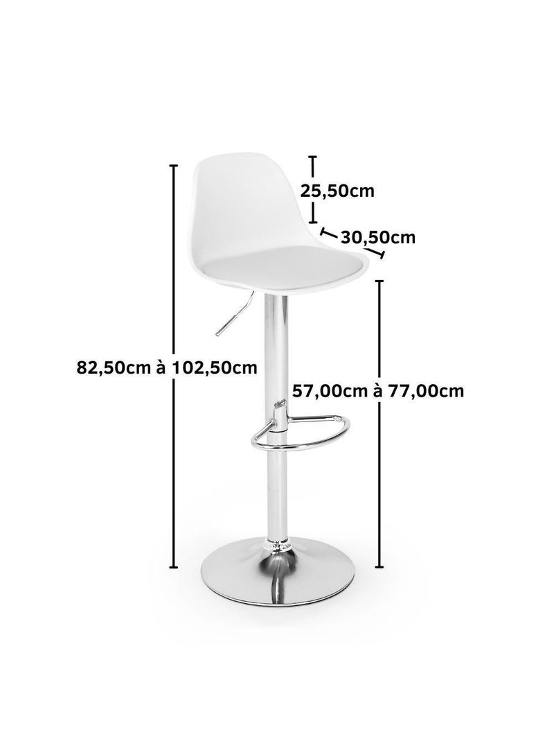 Banqueta Alta Base Giratória Com Encosto Leda - Branco
