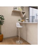 Banqueta Alta Base Giratória Com Encosto Leda - Branco