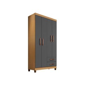 Guarda Roupa Solteiro Ambiente Modena 4 Portas Carvalho Americano Grafite – Incorplac