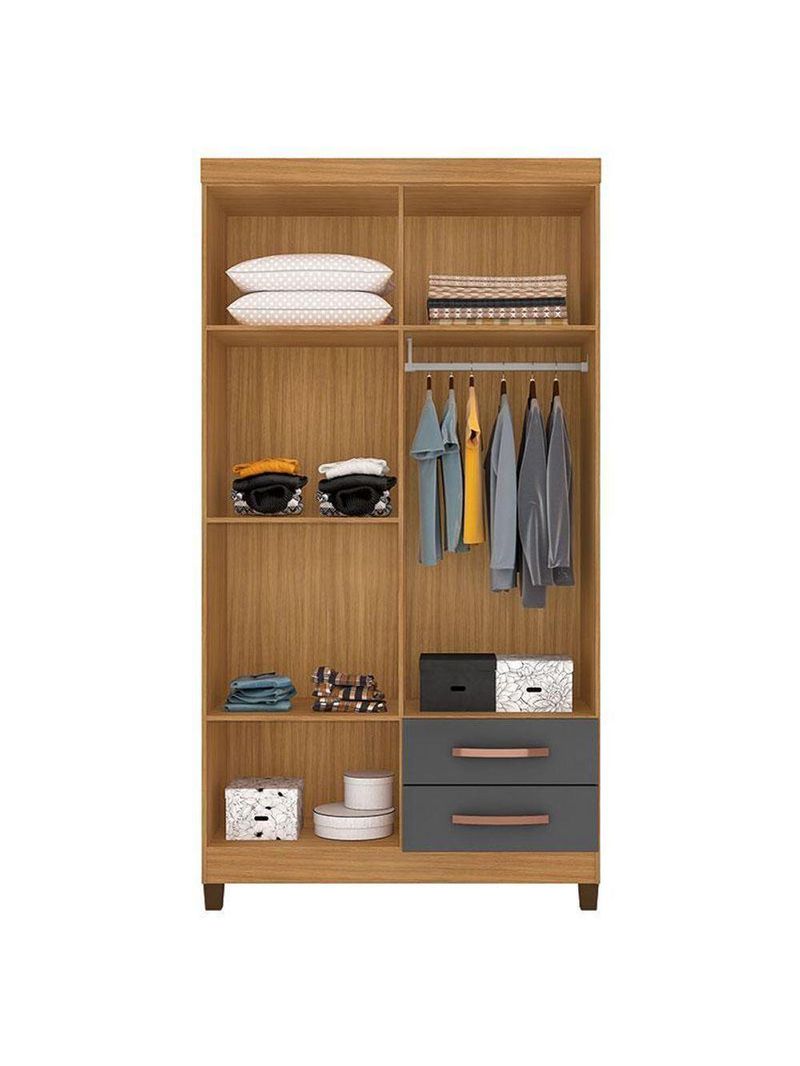 Guarda Roupa Solteiro Ambiente Modena 4 Portas Carvalho Americano Grafite – Incorplac