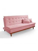 Sofá Cama Reclinável Santorini Veludo Confortável Base de Madeira Rosa 200