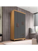 Guarda Roupa Solteiro Ambiente Modena 4 Portas Carvalho Americano Grafite – Incorplac