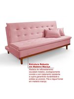 Sofá Cama Reclinável Santorini Veludo Confortável Base de Madeira Rosa 200
