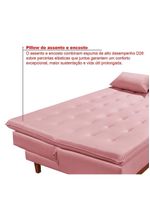 Sofá Cama Reclinável Santorini Veludo Confortável Base de Madeira Rosa 200