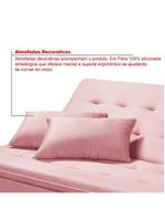 Sofá Cama Reclinável Santorini Veludo Confortável Base de Madeira Rosa 200