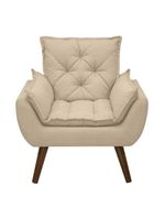 Poltrona Opala Decorativa Conforto Tecido Boucle Pé Trapézio Areia