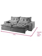 Sofá 4 Lugares Máximo Retrátil E Reclinável 2,50M Suede Cinza Claro Cinza Claro