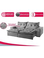 Sofá 4 Lugares Máximo Retrátil E Reclinável 2,50M Suede Cinza Claro Cinza Claro
