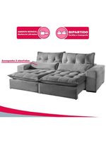 Sofá 4 Lugares Máximo Retrátil E Reclinável 2,50M Suede Cinza Claro Cinza Claro