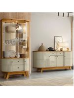 Aparador Para Sala Buffet Ambiente Mônaco E Cristaleira Moss Cumaru Opala - Madetec