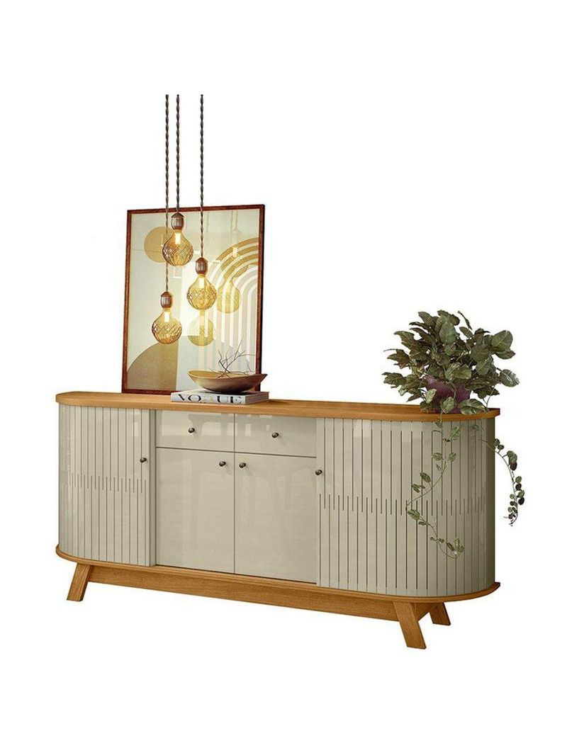 Aparador Para Sala Buffet Ambiente Mônaco E Cristaleira Moss Cumaru Opala - Madetec