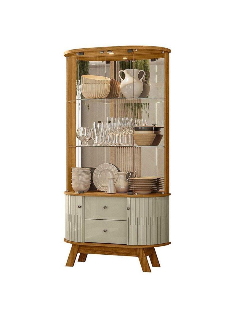 Aparador Para Sala Buffet Ambiente Mônaco E Cristaleira Moss Cumaru Opala - Madetec