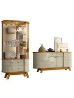 Aparador Para Sala Buffet Ambiente Mônaco E Cristaleira Moss Cumaru Opala - Madetec