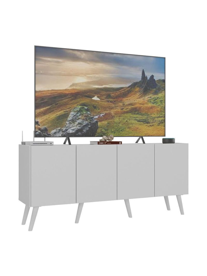 Rack Retrô para TV até 50" com 4 Portas – MP1071 Branco – Multimóveis