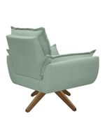 Poltrona Opala Conforto Base Giratória Madeira Tecido Boucle Verde