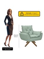 Poltrona Opala Conforto Base Giratória Madeira Tecido Boucle Verde