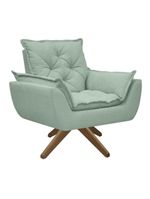 Poltrona Opala Conforto Base Giratória Madeira Tecido Boucle Verde