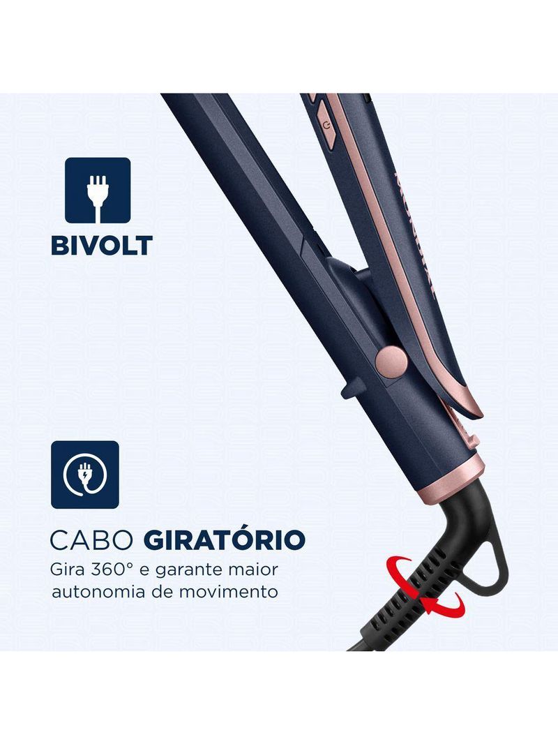 Prancha Alisadora Infrared Mondial Azul Bivolt