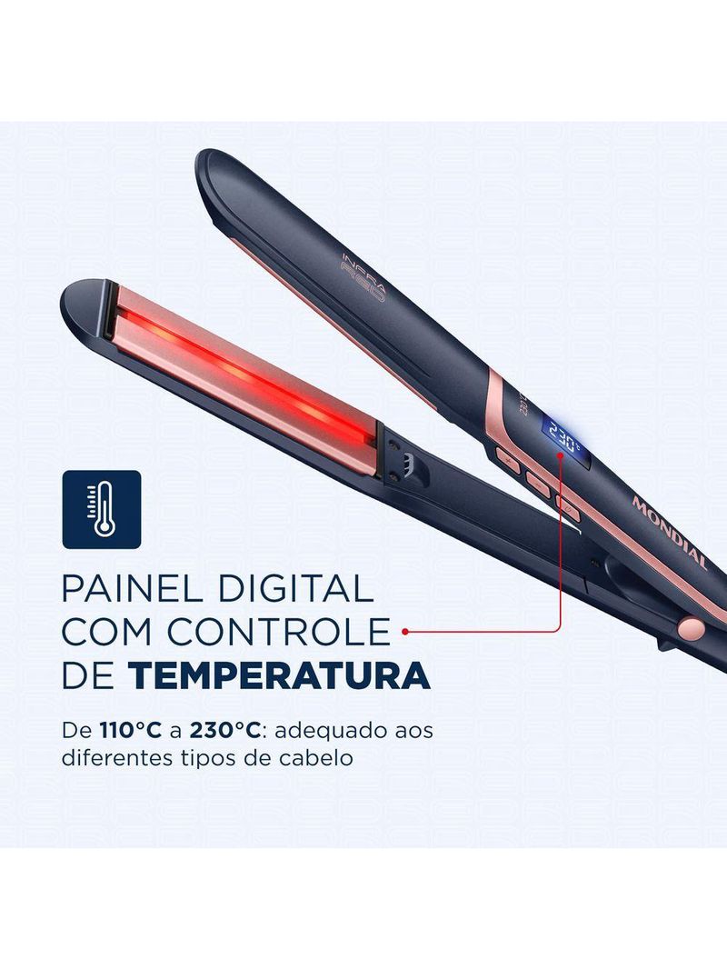 Prancha Alisadora Infrared Mondial Azul Bivolt