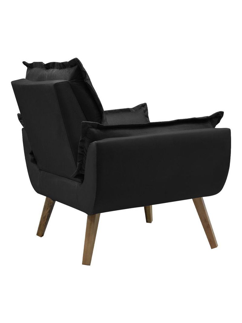 Poltrona Opala Conforto Decorativa Em Veludo Com Pés Palito Preto
