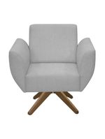 Poltrona Jolly Decorativa Com Base Madeira Em Tecido Boucle Cinza Escuro