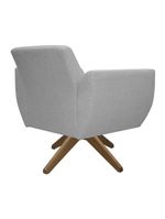 Poltrona Jolly Decorativa Com Base Madeira Em Tecido Boucle Cinza Escuro