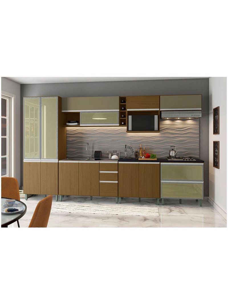 Armário Suspenso Com Nicho Para Microondas 1 Porta Evidence Poliman Móveis - Carvalho