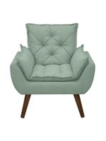 Poltrona Opala Decorativa Conforto Tecido Boucle Pé Trapézio Verde