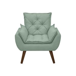 Poltrona Opala Decorativa Conforto Tecido Boucle Pé Trapézio Verde