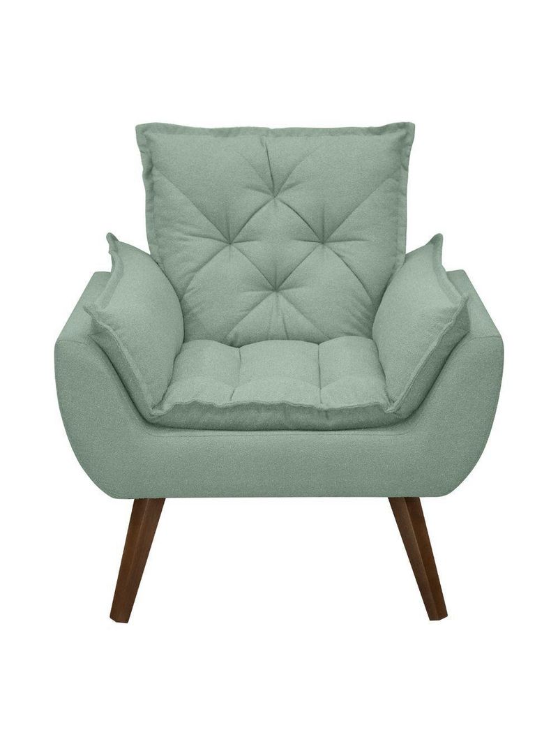Poltrona Opala Decorativa Conforto Tecido Boucle Pé Trapézio Verde