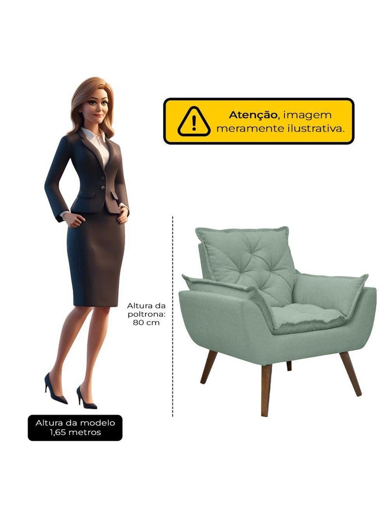 Poltrona Opala Decorativa Conforto Tecido Boucle Pé Trapézio Verde