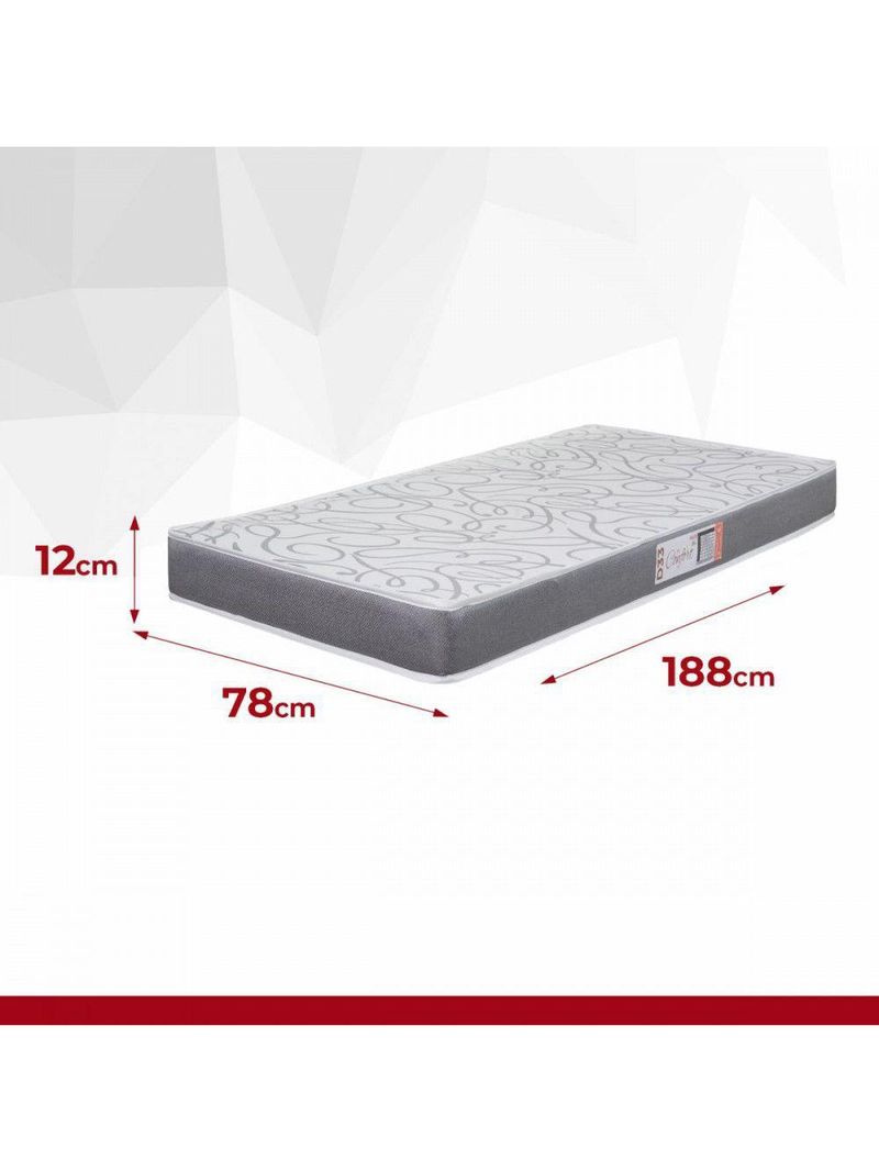 Colchão Solteiro Espuma D33 Pro Confort 78x188x12cm Cinza
