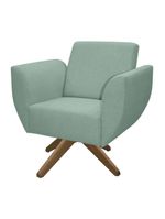 Poltrona Jolly Decorativa Com Base Madeira Em Tecido Boucle Verde