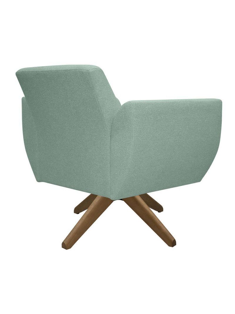 Poltrona Jolly Decorativa Com Base Madeira Em Tecido Boucle Verde