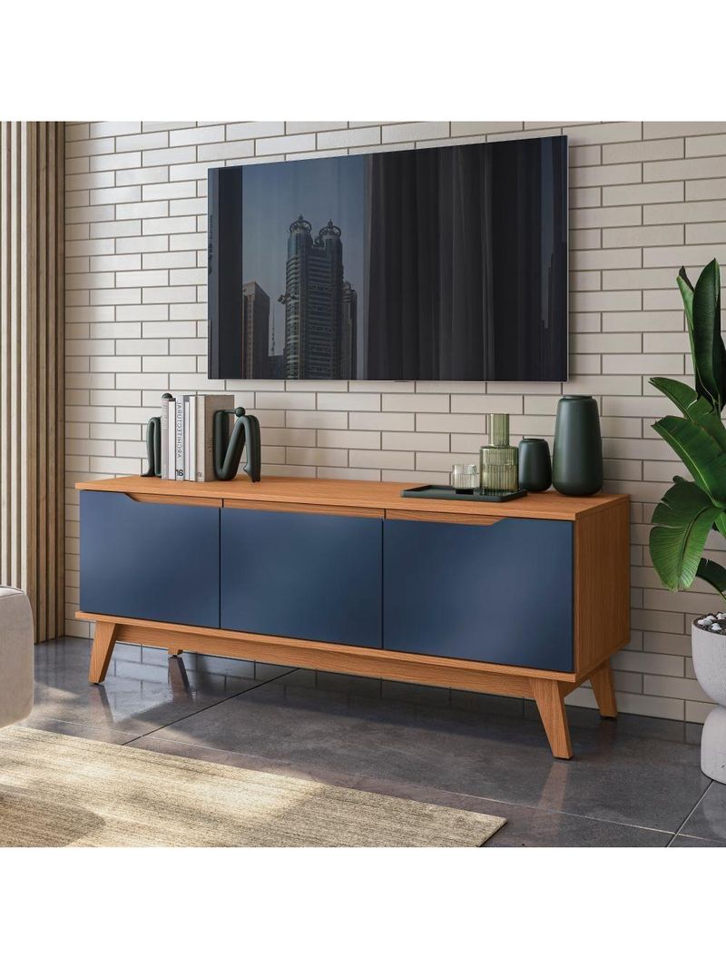 Rack Kappesberg 3 Portas Canela/azul 136cm