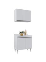 Armário Aéreo Califórnia e Balcão Hawai com Tampo 80cm Branco - Lumil