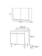 Armário Aéreo Califórnia e Balcão Hawai com Tampo 80cm Branco - Lumil