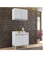 Armário Aéreo Califórnia e Balcão Hawai com Tampo 80cm Branco - Lumil