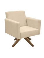 Poltrona Jade Aconchego Decor Tecido Boucle Base Giratória Areia