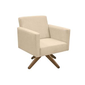 Poltrona Jade Aconchego Decor Tecido Boucle Base Giratória Areia